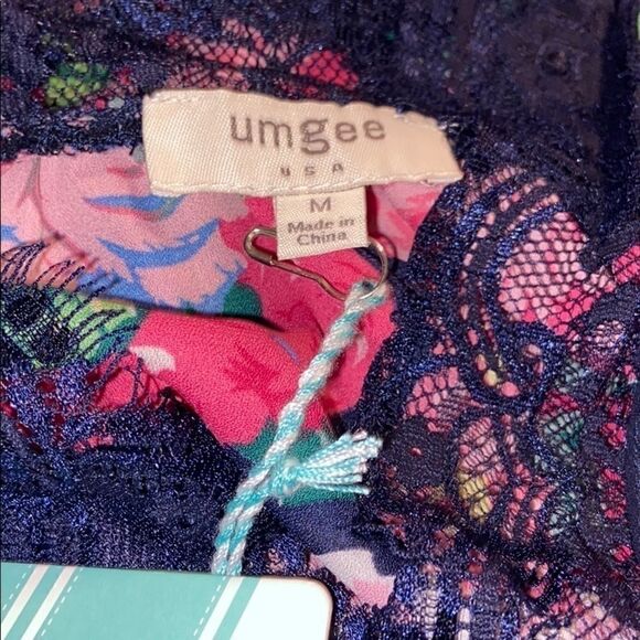 NEW In Bloom Navy & Pink Floral Lace Dress Medium - Picture 7 of 8